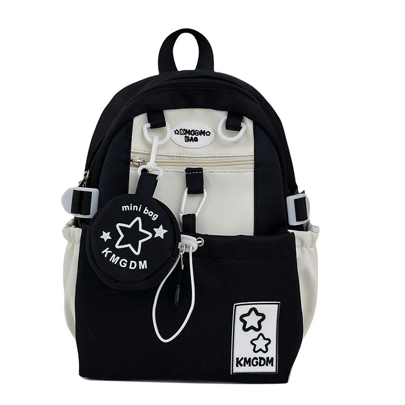 

Летний новый высококачественный маленький свежий цвет контрастный буквенный школьный рюкзак женский для учеников начальной и средней школы легкая наплечная сумка чёрный