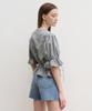 Hiloin Linen Blend Shirred Waist Blouse (Gray)