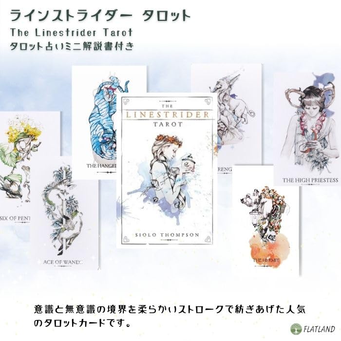 The Linestrider Tarot FLATLAND Authentic Tarot Cards with Japanese - (78 cards) Instructions.