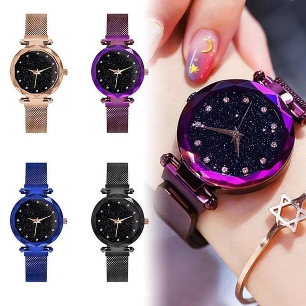 Mesh One-Touch Magnetic Diamond Watch Rose gold
