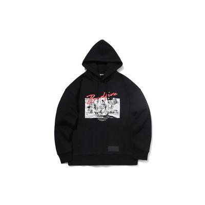 Li-Ning Badfive Basketball Serie Gedruckter Pullover Langarm Sweatshirt Herren sweatshirt Schwarz AWDR099-3