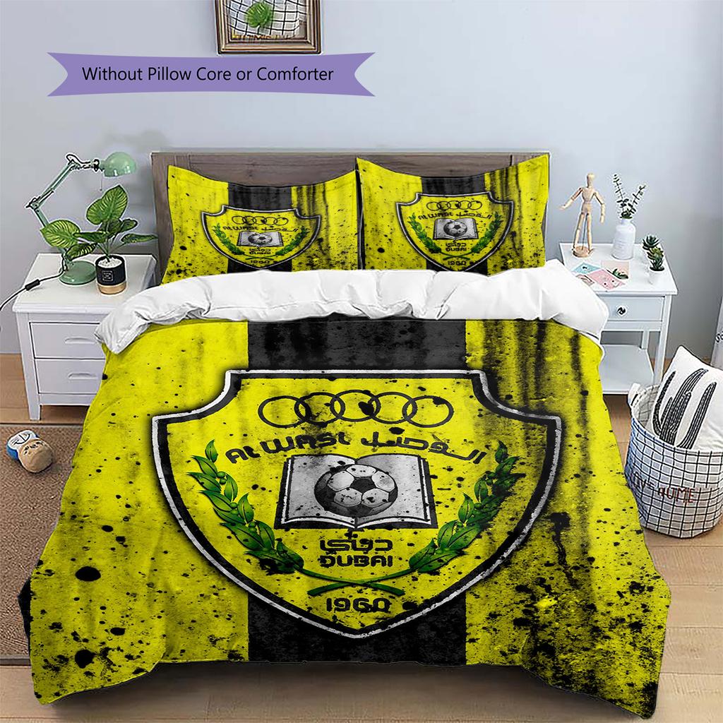 Al Wasl Football Club Pattern Bedding Quilt Set Home Decoration Gift (1 * duvet cover + 2 * pillowcase without core)