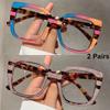 2 Pairs Oversized Square Glasses Women Fashion Patchwork Optical Frames Trendy Blue Light Blocking Multi-color Rim Eyeglasses