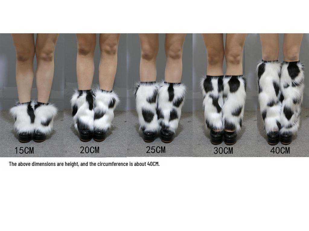Leopard Print Faux Fur Plush Leg Warmers: Long & Short Styles for Autumn/Winter, Ideal for Stage Performances and Boot Covers.