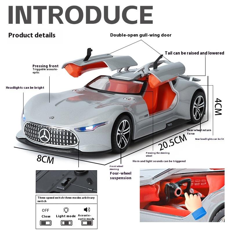1/24 Benz AMG Alloy Model Car with Sound and Light Feedback Sports Car Model Table Decoration Suitable for Boys As A Gift