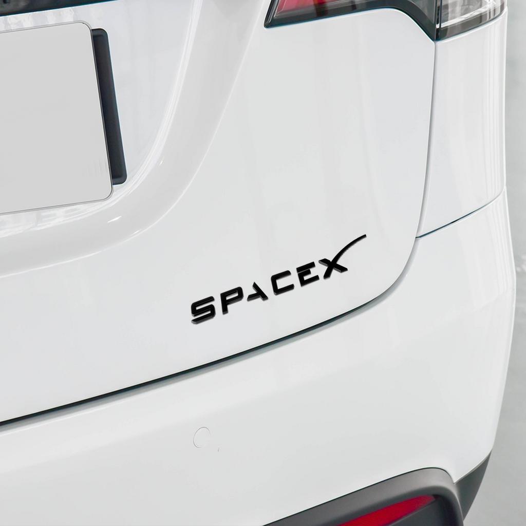 DHKOR1 3D ABS SpaceX Letters Logo Car Decals Sticker Auto Rear Trunk Decoration Accessories for Tesla Coil WYE K80 Cybertruck Juguete