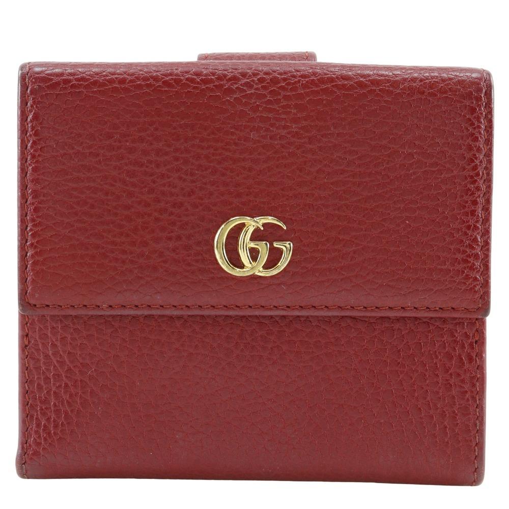 

GUCCI GG Marmont Bi-Fold Wallet 456122 Red leather Women Used
