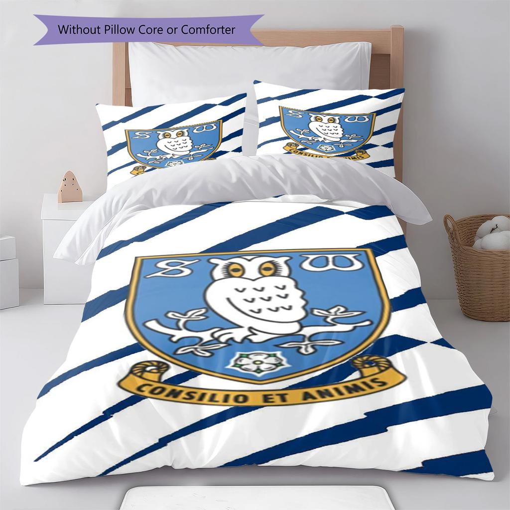 Sheffield Wednesday Football Club Pattern Bedding,Quilt Set Quilt Cover Pillowcase Home Birthday Gift (1 * duvet cover + 2 * pillowcase, without core)