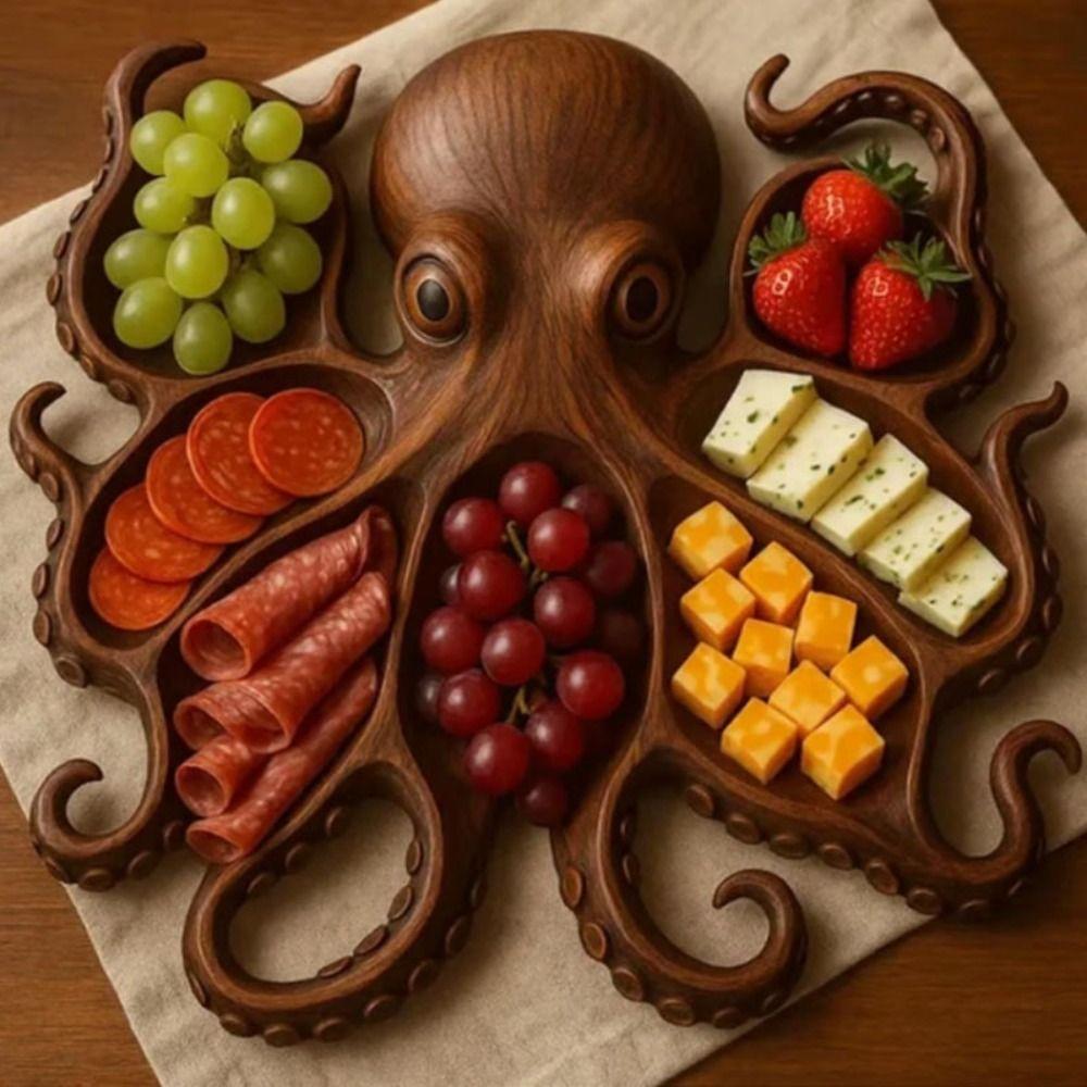 

Novelty Octopus Food Platter Unique Octopus Charcuterie Boards for Cheese Bread Style 1