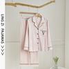 1111 Summer New Ice Silk Women's Pajamas V-neck Thin Trousers Long Sleeves Sweet High-end Casual Loungewear