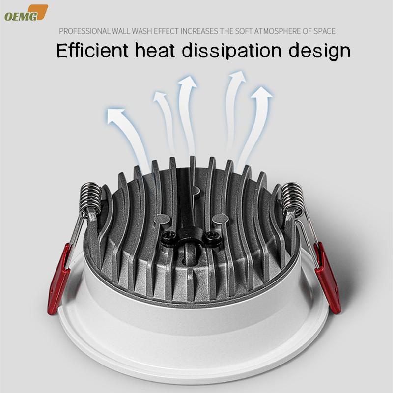Eingebettetes LED-Downlight, blendfreier Scheinwerfer, Wohnzimmer, Flur, kein Hauptlicht, einstellbar, 9W12W, warmweißes Licht, Innenbeleuchtung