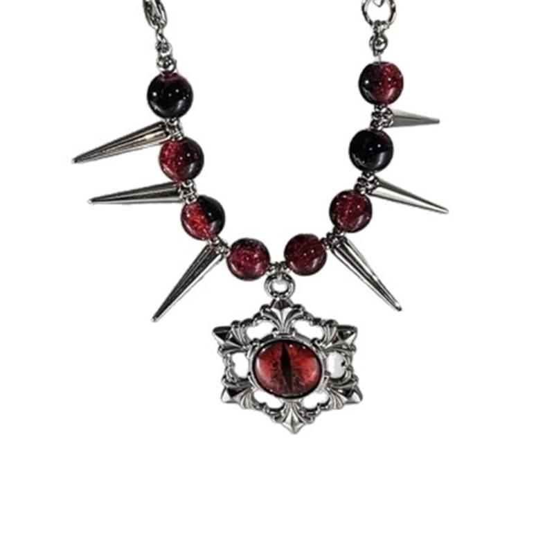 

Ожерелье с подвеской Дьявольский глаз на кубинской цепи Прочный сплав Готическая бижутерия Идеально для уличного стиля и панк-стиля 1