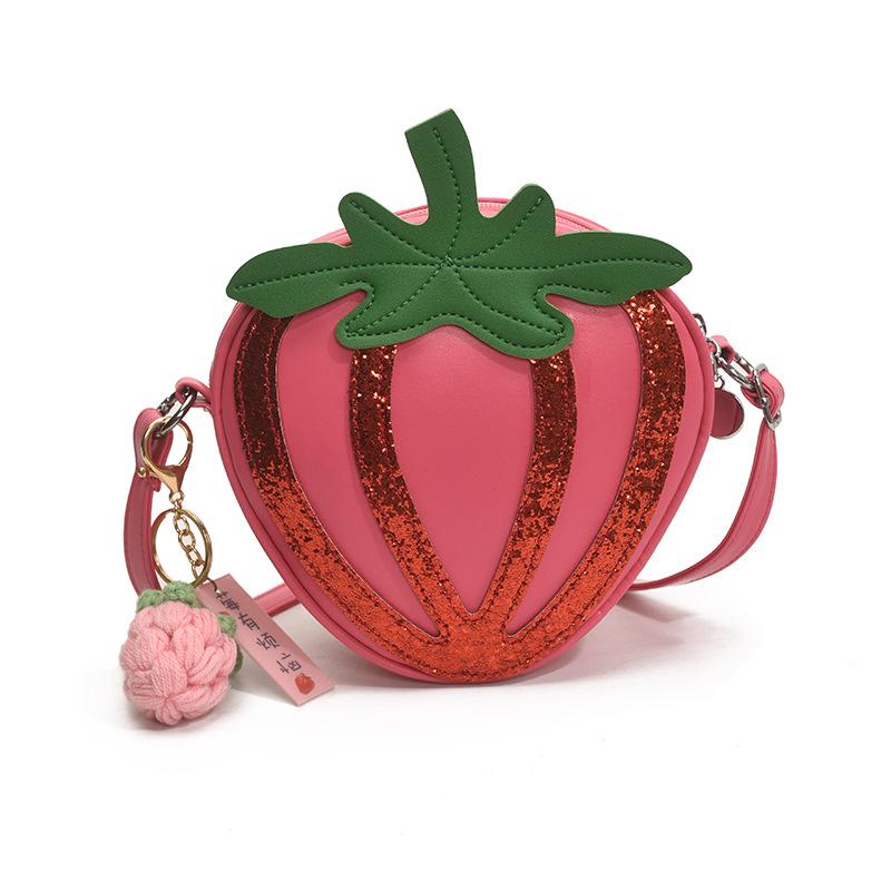 Cute strawberry bag 2025 new Mori sweet girl fashion sequined shoulder bag foreign versatile small messenger bag