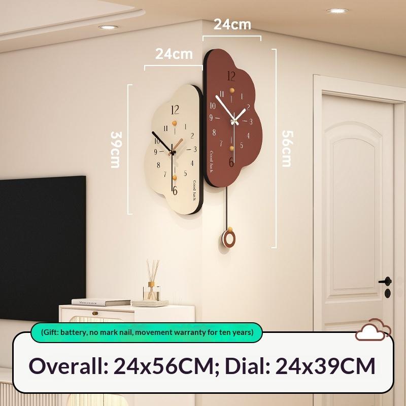 Wall Clocks Creamy Corner Double Sided Wall Clock Silent Modern Decorative Home Decor Living Room Bedroom Kitchen Decoration