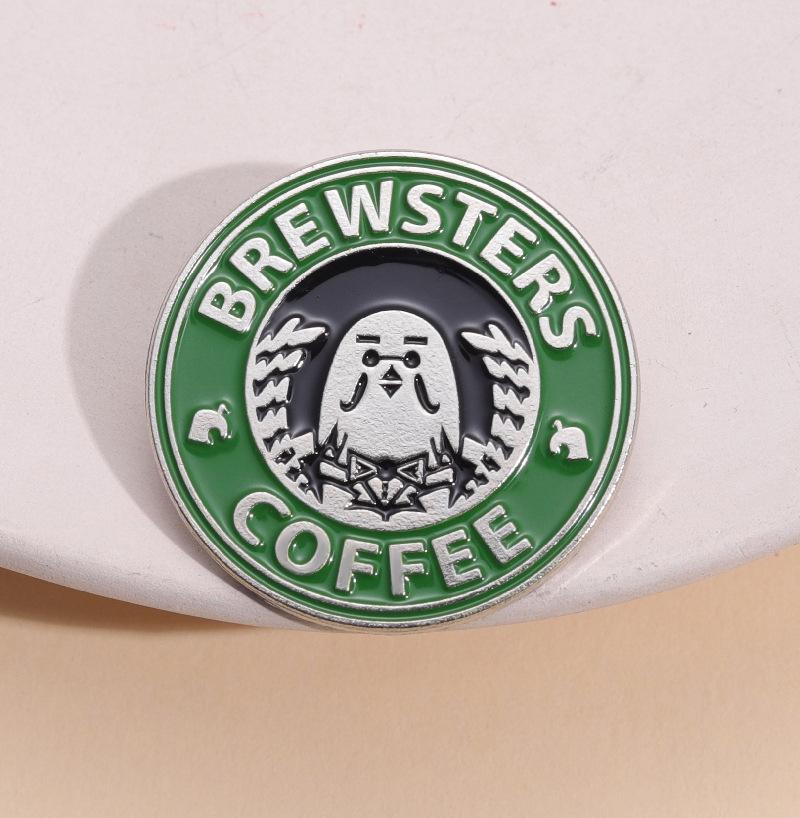 Cartoon Minimalist Chic Pigeon Coffee Brooch Colorful Enamel Metal Pin For Everyone