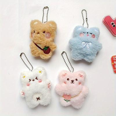 Korean Style Kawaii Small Bear Plush Toy Cartoon Animal Pendant Keychain Cute Soft Stuffed Doll For Children Christmas Gift
