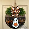 Halloween Backyard Door Hanger Round Door Decor Plaques Wooden Exquisite for Courtyard Fence