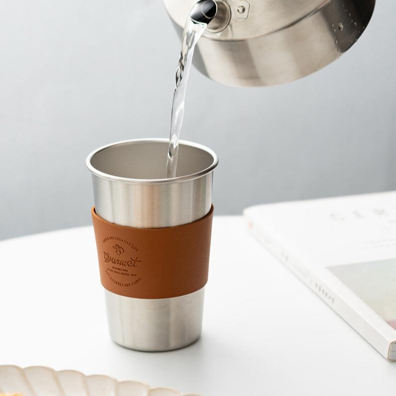 304 Stainless Steel Camping Cup – Heat-Resistant, Anti-Scalding with Sleeve, Perfect for Outdoor Beer, Coffee, and Water