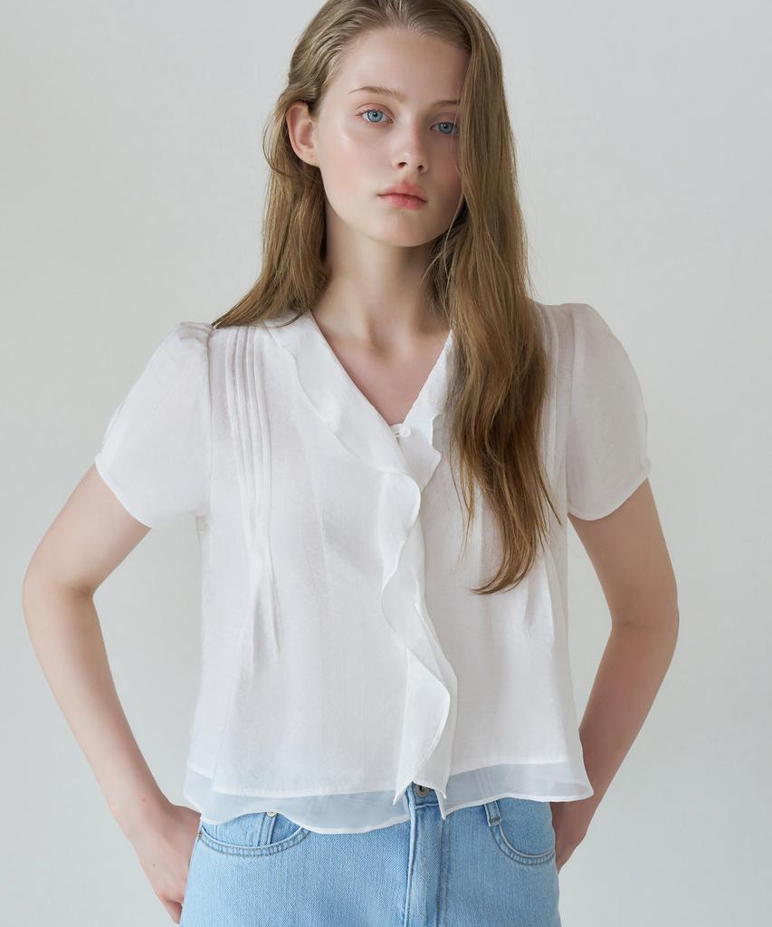 LETTERA Frill Short Sleeve Blouse