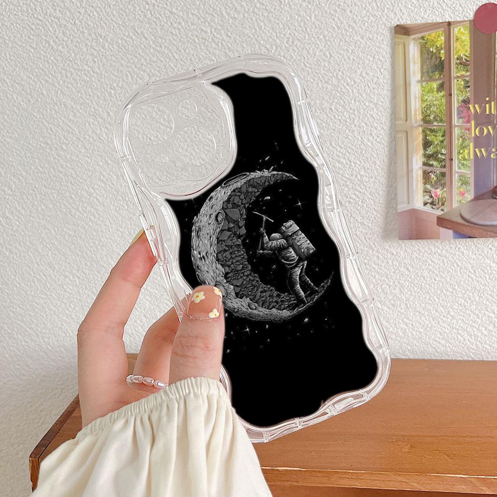 Ae97 Space Moon Astronaut Black Art Protective Phone Cases for Xiaomi PocoX5 F6 Redmi Note 13 12 11 Pro 13C 12C A3 Huawei Honor 90 Wave TPU Back Cover