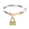 High-End Fashion Stripe Leather Bracelet with Gold-Plated Metal Accents
