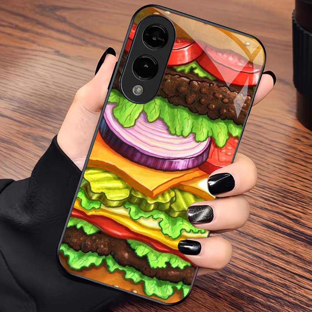 Super Burger Schutz Hülle Exquisite High-End Handyhülle Glas Handyhülle für Samsung Galaxy S26 S25 S24 S23 S22 S21 FE, Ultra, Plus