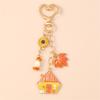 Playful Mushroom Pumpkin Keyring Decorative Beaded Accent Key Organiser Thanksgiving Theme Keychain For Purse Keys