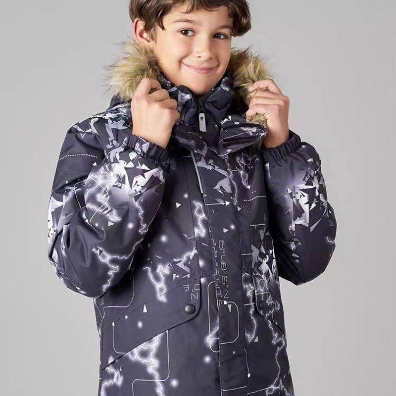 Boys and Girls Thickened Winter Children's Ski Suit Set, Boys and Girls Outdoor Thickened Waterproof Clothing and Pants Gear