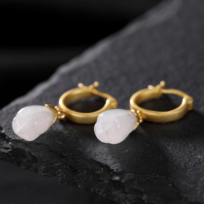 Designer Original Neue Natürliche Hetian Jade Magnolie Pflanze Exquisite Ohrringe Chinesischer Stil Elegante Damen Schmuck