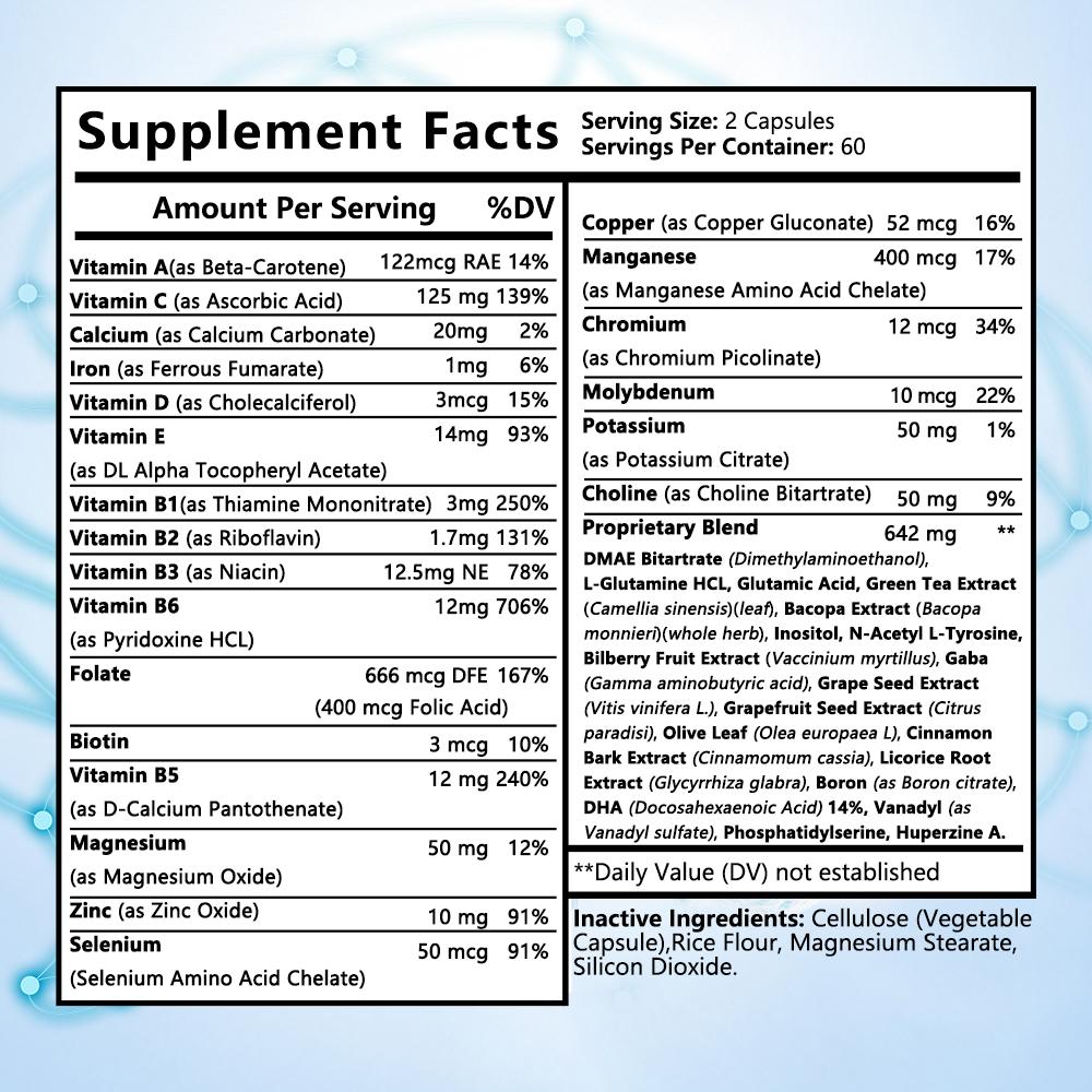 Multivitamins Supplement, With Vitamins, Calcium, Iron, Magnesium, 120 Capsules