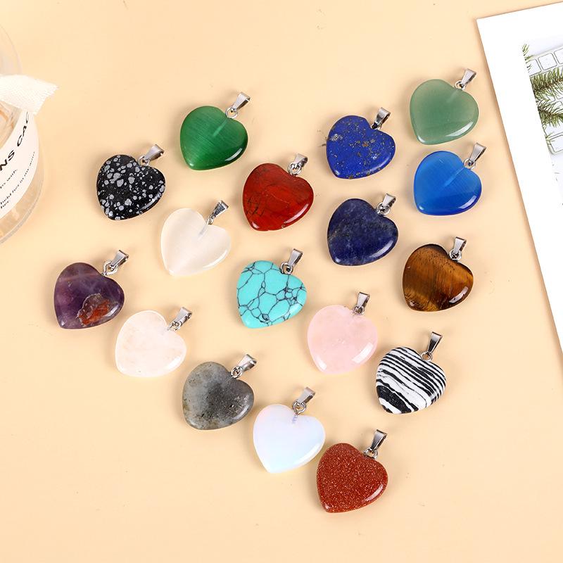 Amethyst & Achat Herz Halskette: Natürlicher Stein 20mm Anhänger Schlüsselanhänger Zubehör