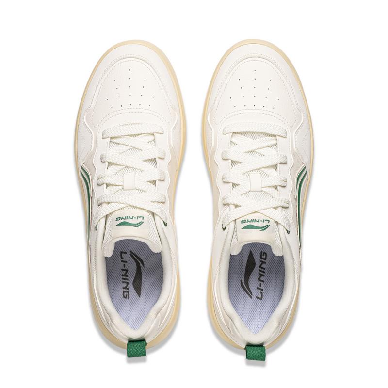 Li Ning Synthetic Leather Sports Fashion Classic Versatile Comfortable Soft Low-Top Casual Shoes Men sneakers Cloud-White Cypress-Green AGCW489-4