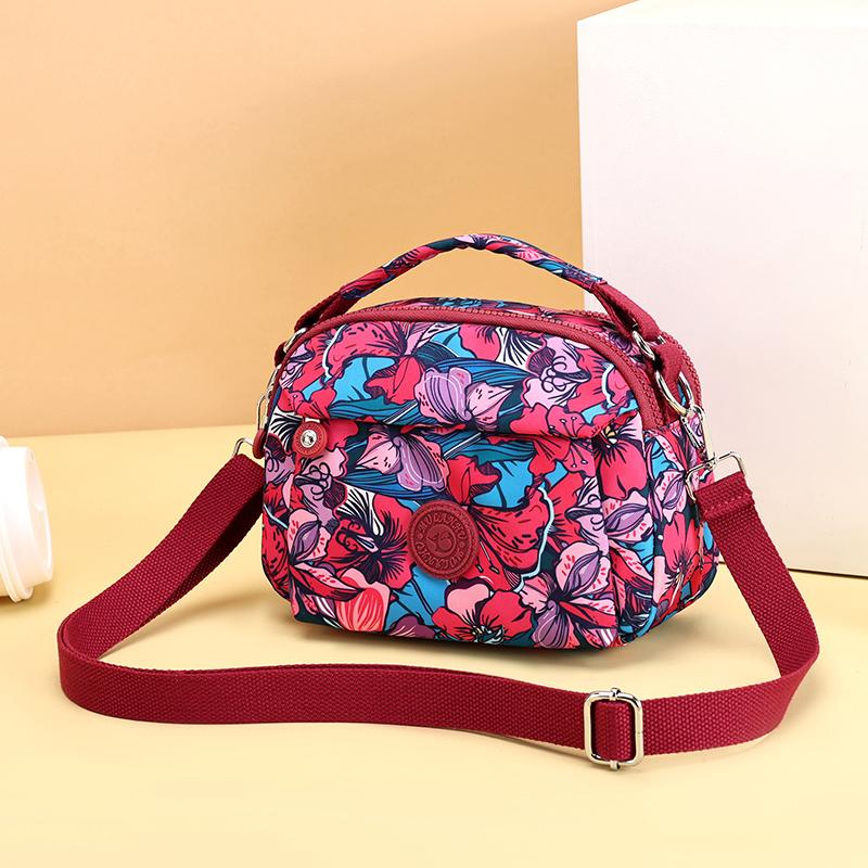 Women's Bag Middle-aged And Elderly Mother's Bag Lightweight Printed Nylon Bag Multi-pocket Shoulder Crossbody Bag