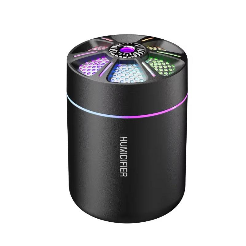 Humidificateur d'air Mini pour Voiture 180ML Diffuseur d'Arôme Électrique USB Portable Purificateur d'Huiles Essentielles Aromathérapie avec Lumière Colorée pour Voiture Maison Chambre à Coucher 1pcs noir