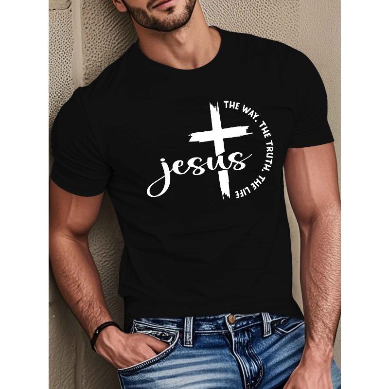 European sizes Men's Short Sleeve T-Shirt - Summer Casual Geometric Pattern, Round Neck Comfortable Fashionable Tee Tops for Men