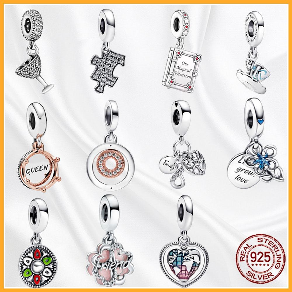 Authentic Sparkling Plata Copper Dangle Charms Fit Original Bracelet Beads Pendant Women Diy Jewelry Gift