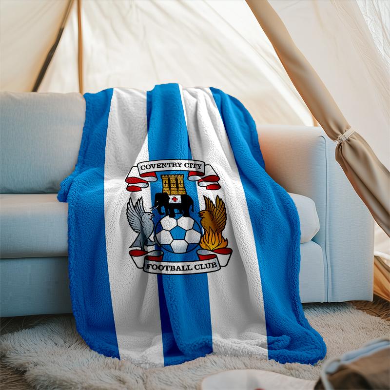 1PC Coven-try Football Club Crest Printed Soft Flannel Blanket Throw for Adult Bedroom Living Room Sofa Camping Travel Fan gifts Christmas Gifts