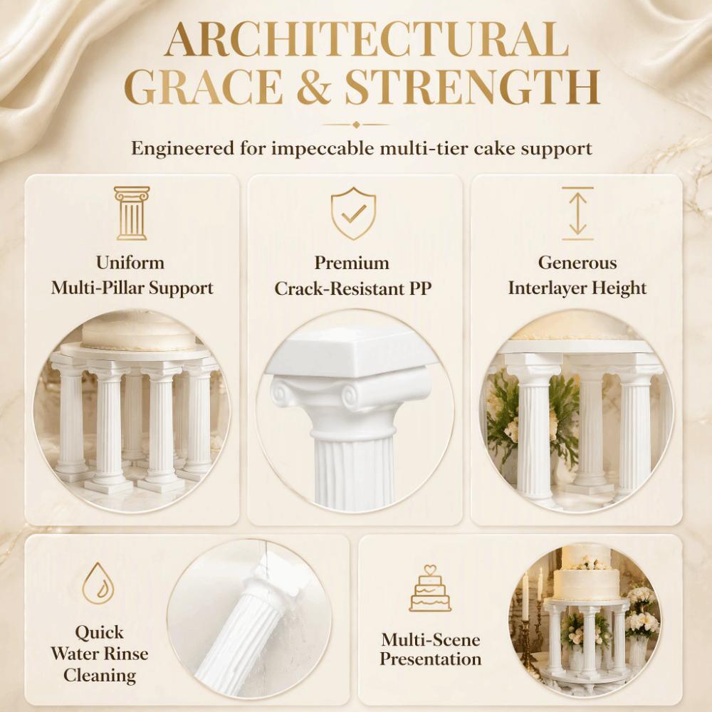 4pcs White Roman Column Cake Stands Shearable Tiered Cake Separators Wedding Decoration