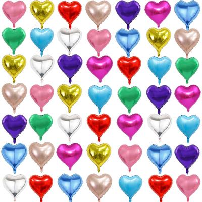 Repctbu Liebesherz und Stern Ballons Set 12,5cm 50 Stück Aluminiumfolienballons 10 Farben für Geburtstag Jubiläum Babyparty Hochzeitsfeier