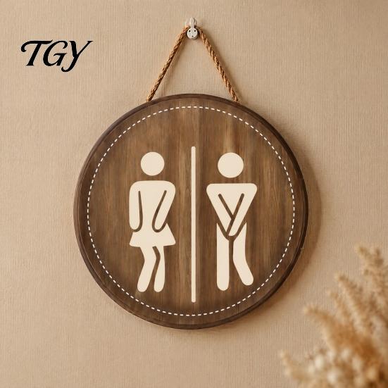 Wooden Bathroom Signs Restroom Signs, Men's And Women's Wall Half Toilet Country Style Decor Sign, Rustic Art Hanging Farmhouse