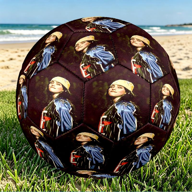 Billie Eilish Print Size 5 Soccer Ball, PU Wear Resistant Football for Match Training and Daily Practice, Birthday Gift for Soccer Fans