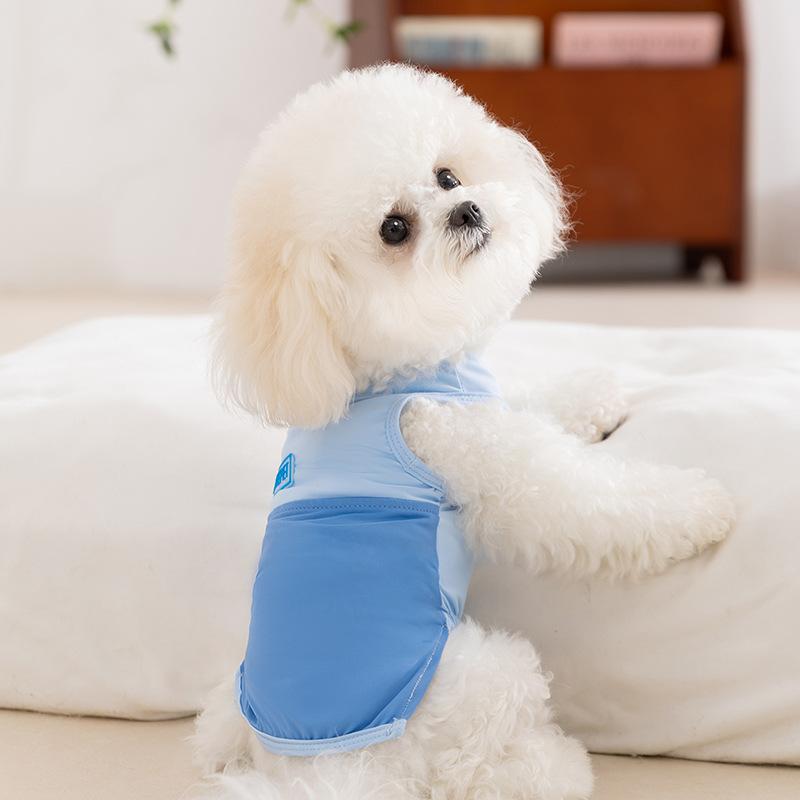Spring and summer puppy dog clothes simple contrasting color breathable vest teddy than bear small and medium dog cat pet clothes