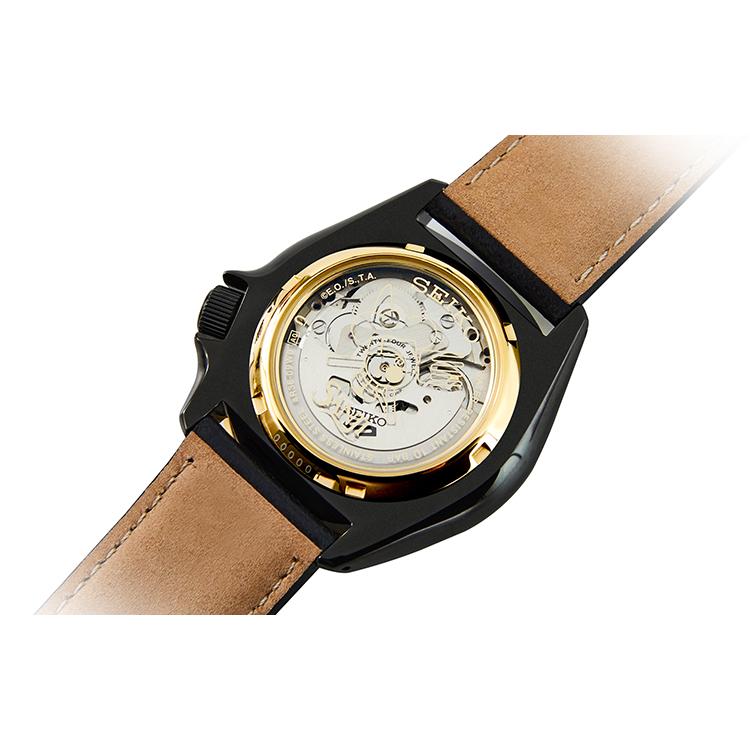 Seiko SEIKO5 Mechanical Movement Leather Strap Watch Men's Watches Black Dial SRPF64K1