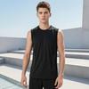 Męska kamizelka z okrągłym dekoltem, bez rękawów, z oddychającymi otworami, topy typu tank top, blok kolorów, szybkoschnący, letni, z lodowego jedwabiu, koszulka, do fitnessu, treningu, odzież sportowa
