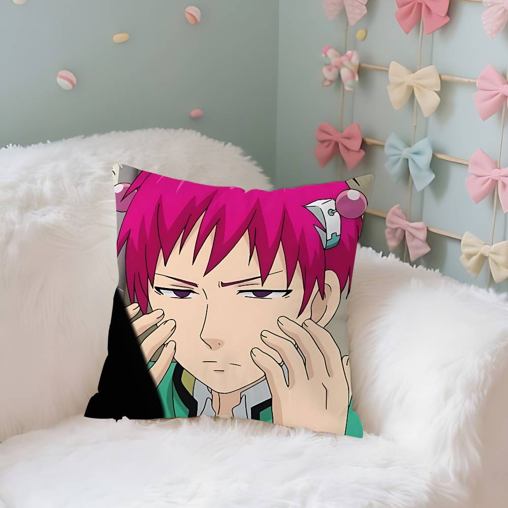 Cute S-Saiki K Throw Pillow Covers Pattern Cushion Cover Suitable For Sofa Bedroom Car Pillow Cover