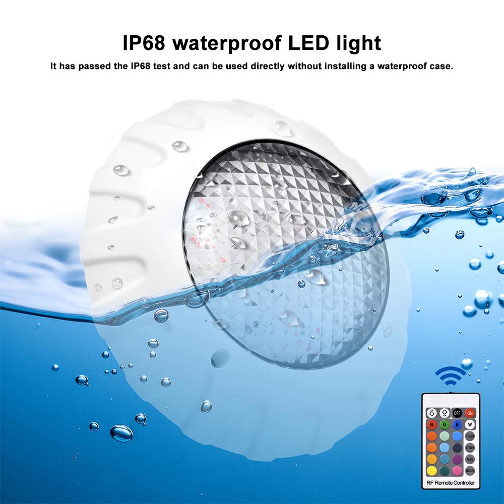 38W LED Fernbedienung Unterwasserlicht Schwimmbadlicht IP68 Wasserdicht Bunt Unterwasser Montiert Atmosphärenlicht