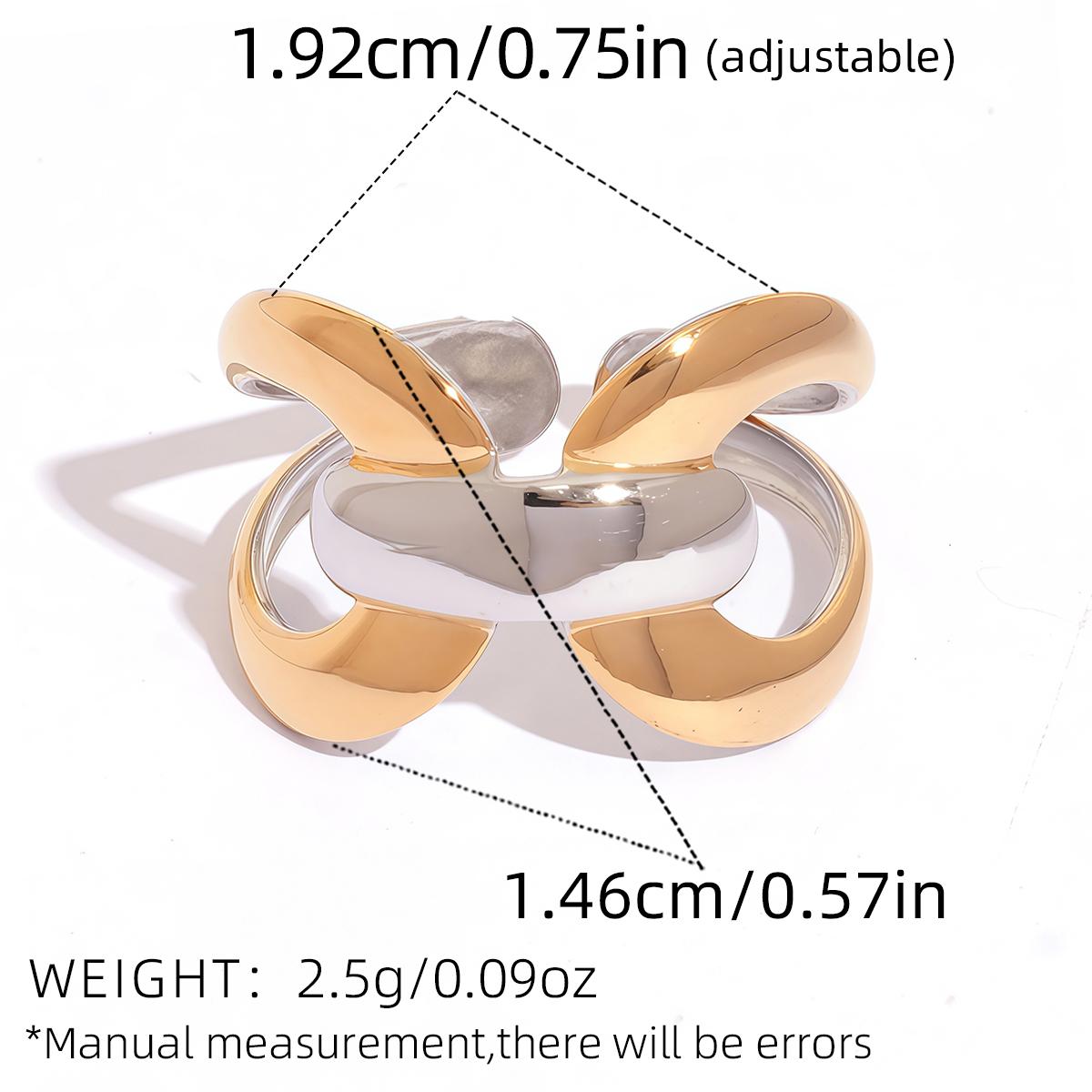 

Stainless Steel Statement Ring New Design Metalic Texture 18 K Plated Finger Ring Waterproof Zircon Bagues Pour Femme resizable
