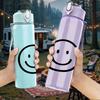 1PC Smiley Face Heart 750ml Color Plastic Sports Water Bottle Leakproof Flip Straw Lid Suitable for Sports Office Home Use