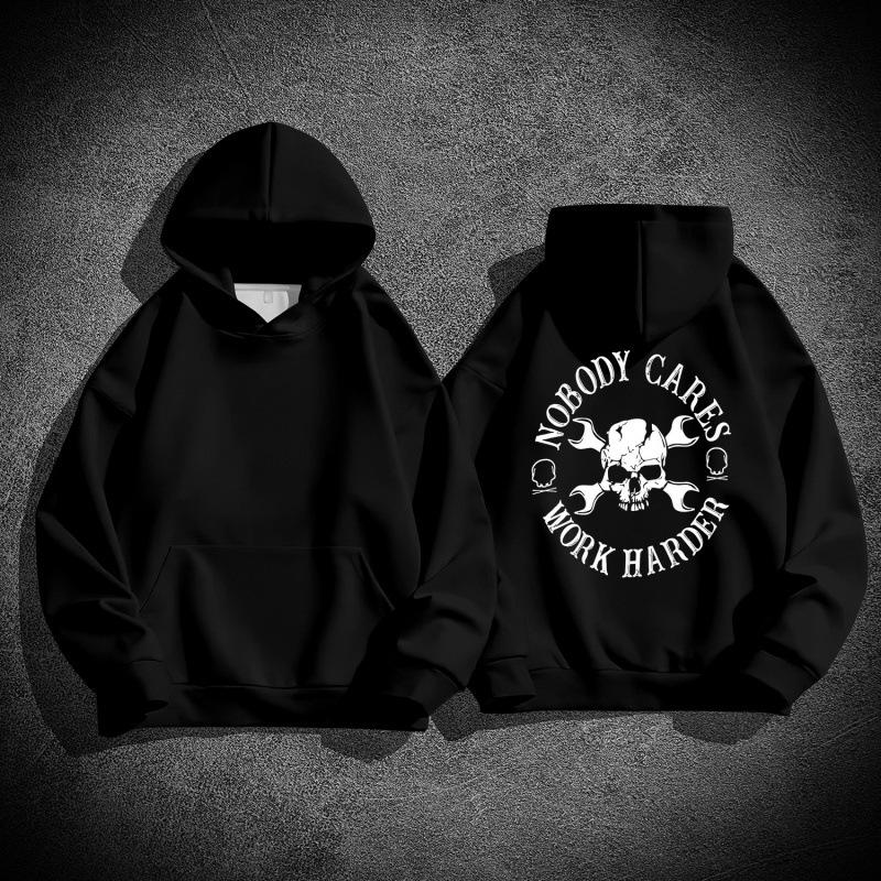 High quality skull printed solid color hoodi