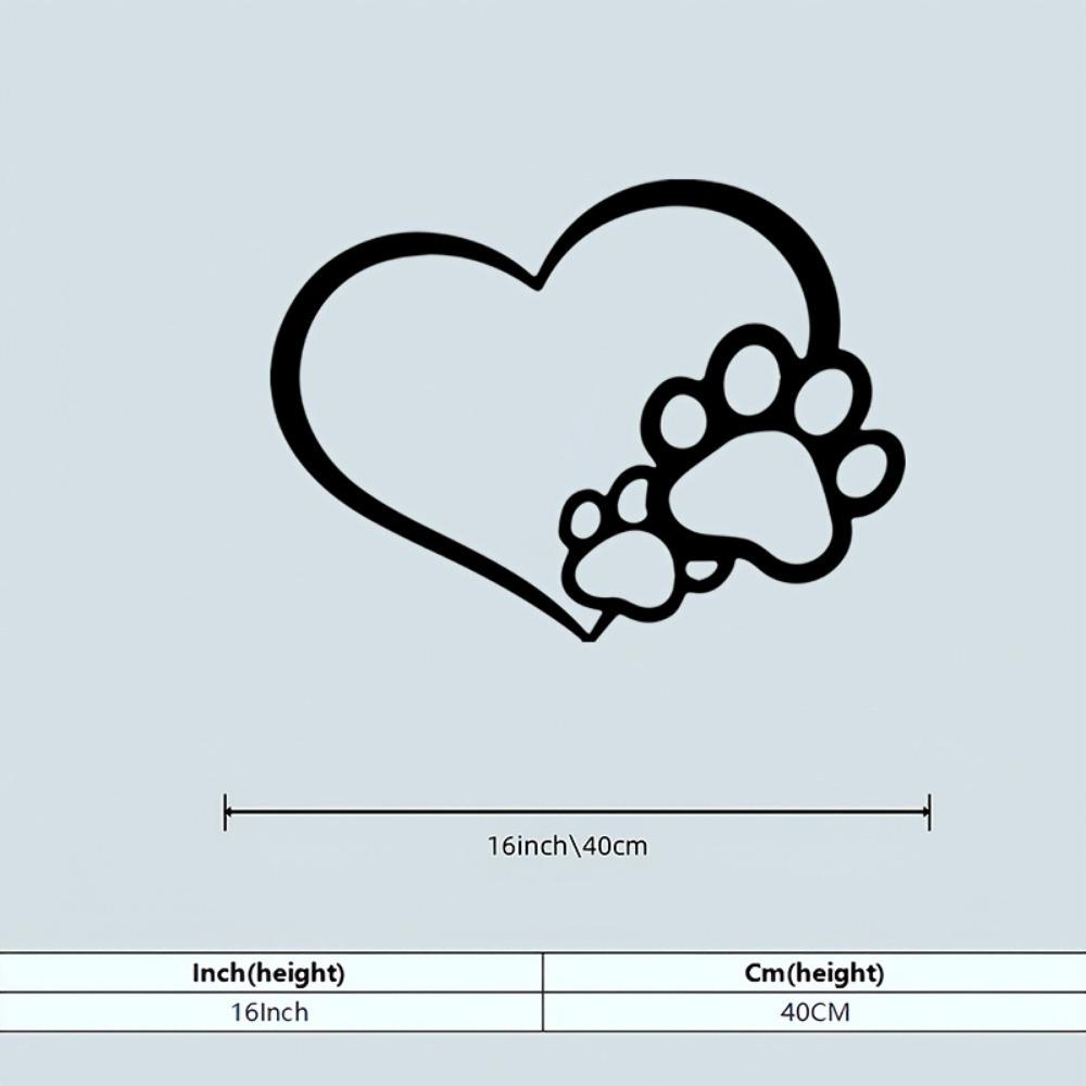 Vintage Iron Wall Art Heart Paw Print Metal Sculpture Pet Lover Shadow Decor Rustproof Minimalist Ornament for Living Room Bedroom Farmhouse Easy Hang